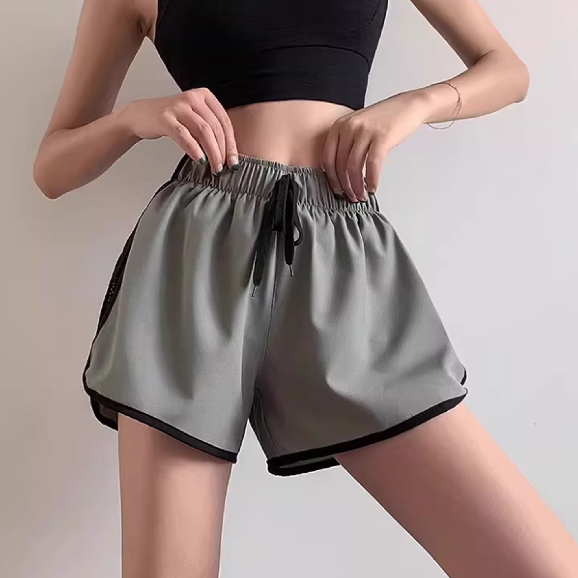Redsong-Shorts,Womens Athletic Shorts Running Color Block Dolphin Shorts with Pockets and Drawstring.